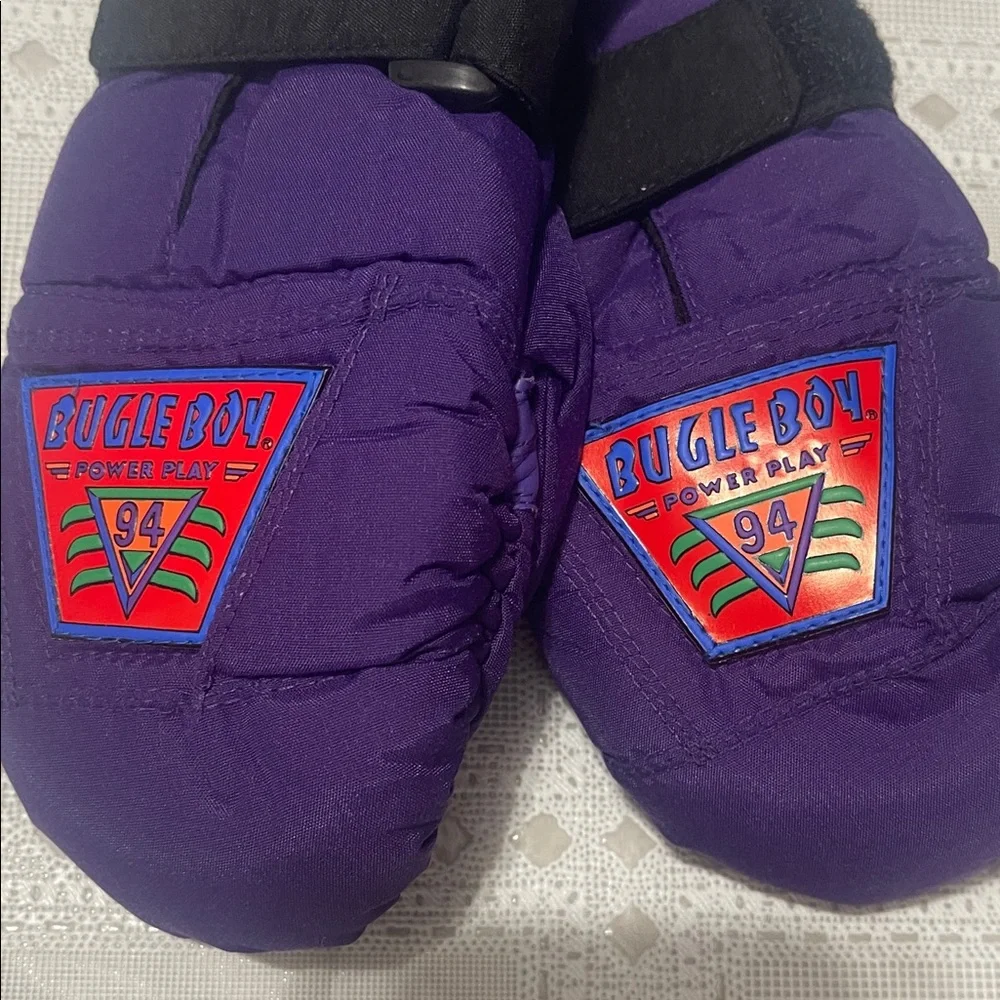 Bugle Boy Purple Thermal Insulated Mittens Gloves with Logo Size 4-7